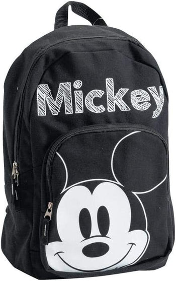 Zippered Black Backpack Mickey Mouse Design For Travel School Bag 17''